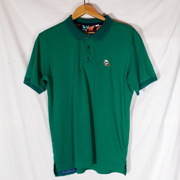 Robert Graham Classic Fit Polo - Skull Rose - Green - Sz M* - Picture 1 of 5